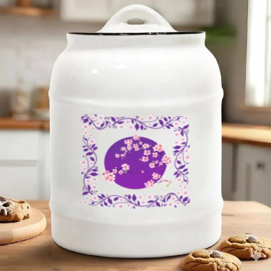 Cherry Blossom Ceramic Cookie Jars, Aesthetic Vaporwave Sakura