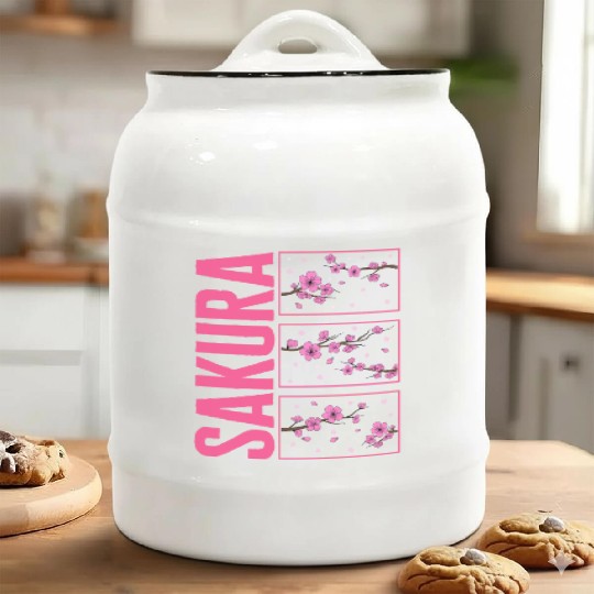 Cherry Blossom Ceramic Cookie Jars, Sakura Kawaii Pop Culture
