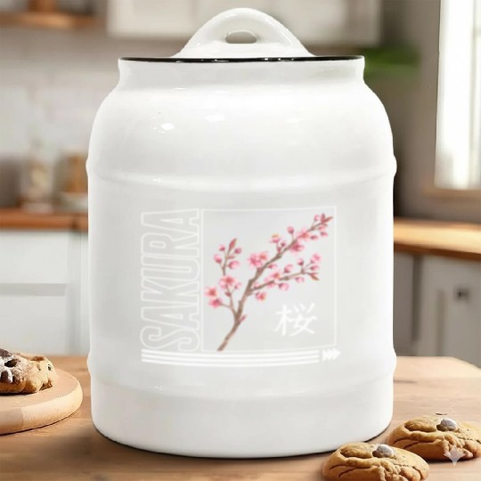 Cherry Blossom Ceramic Cookie Jars, Sakura Kawaii Pop Culture