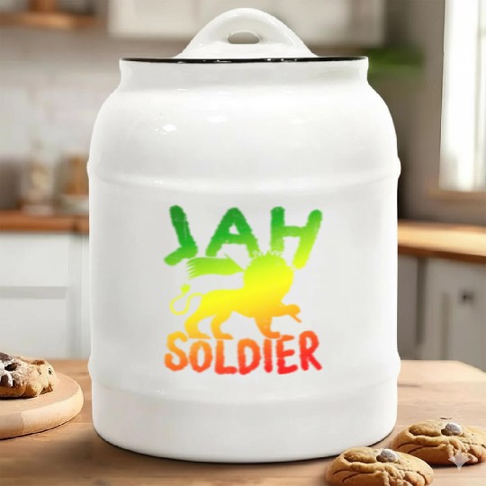 Reggae Lion Of Judah Jah Soldier Ceramic Cookie Jars