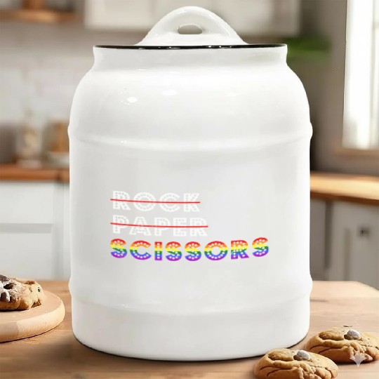 Rock Paper Scissors LGBT For Lesbians Lesbian Gay Ceramic Cookie Jars