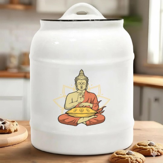 Handpan Buddha Player Spiritual Handpan Ceramic Cookie Jars