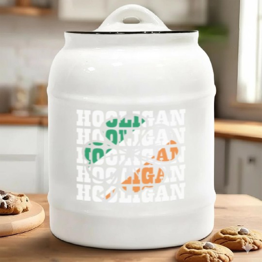 Hooligan Irish Flag Clover Leaf Ceramic Cookie Jars