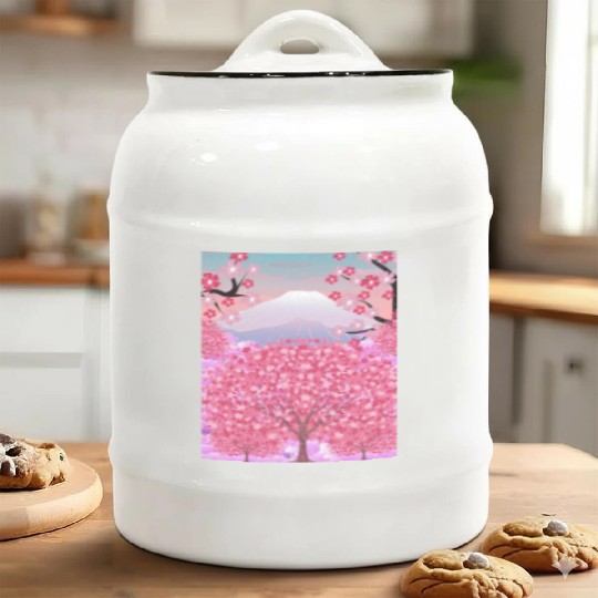 Japan nature mountain sakura gift cherry blossoms Ceramic Cookie Jars