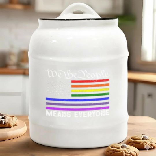 We The People Means Everyone Gay Pride LGBT Flag Ceramic Cookie Jars
