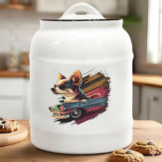 Chihuahua | Race Racing Car Funny Dog Mechanic Ceramic Cookie Jars