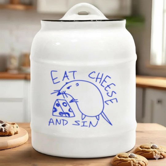 Eat cheese and sin Ceramic Cookie Jars