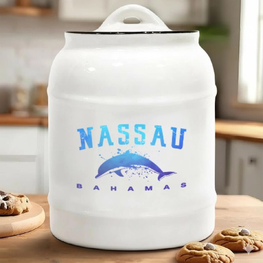 sau Bahamas Beach Snorkel Scuba Diving Dolphin Ceramic Cookie Jars