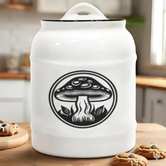 Mushroom Picker Fungi Forest Ceramic Cookie Jars