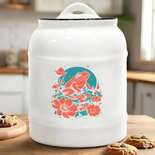 Goth Poison Frog Goblincore Fairycore Floral Frogs Ceramic Cookie Jars