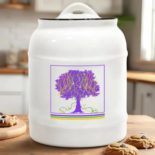 Mardi Gras Fleur De Lis Ceramic Cookie Jars, Mardi Gras Tree