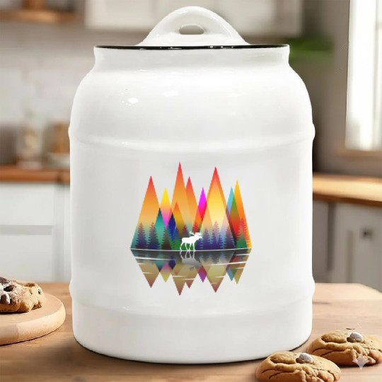 MOUNTAIN RAINBOW MOOSE Ceramic Cookie Jars