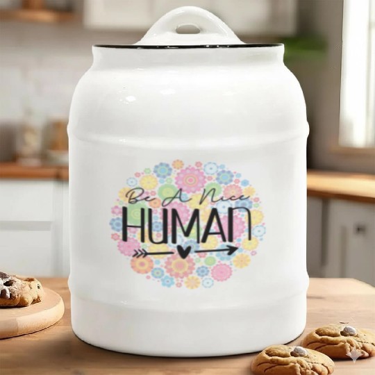 Be A Nice Human: Embrace Peace & Love Ceramic Cookie Jars