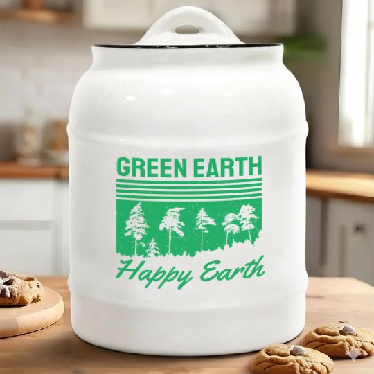 Green Earth Happy Earth Ceramic Cookie Jars