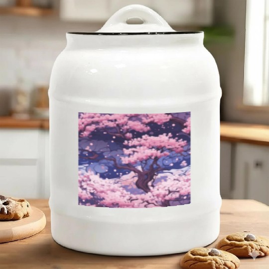 Anime Euphoria: Fantasy Cherry Blossom Dreamscape Ceramic Cookie Jars