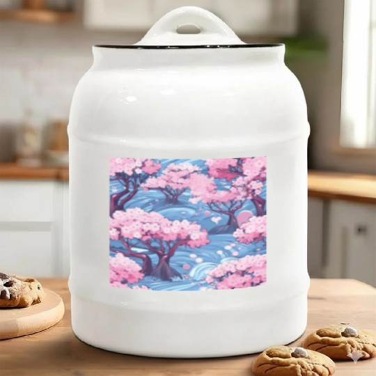 Anime Euphoria: Fantasy Cherry Blossom Dreamscape Ceramic Cookie Jars