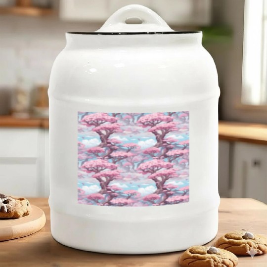 Anime Euphoria: Fantasy Cherry Blossom Dreamscape Ceramic Cookie Jars