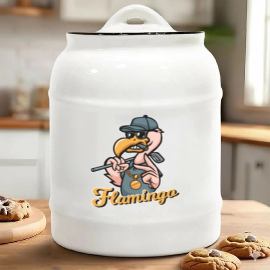 Flamingo Golf Ceramic Cookie Jars