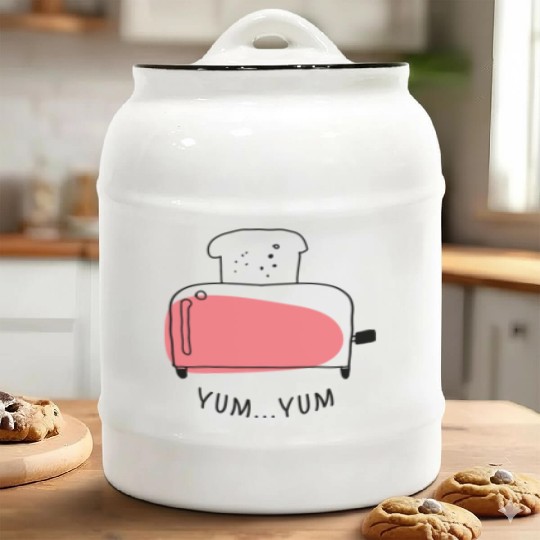 Kitchen Wear Draw Image For Food Or Cooking Ceramic Cookie Jars