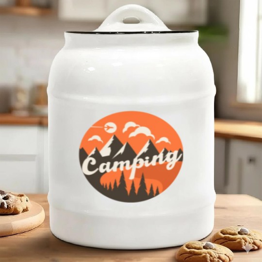 Happy Camper Camping Ceramic Cookie Jars