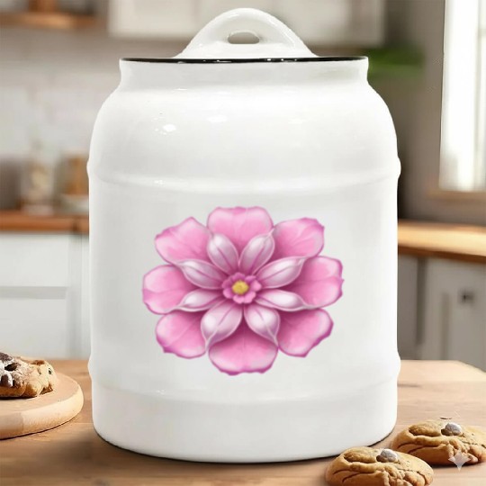 Pink cherry blossom flower Ceramic Cookie Jars