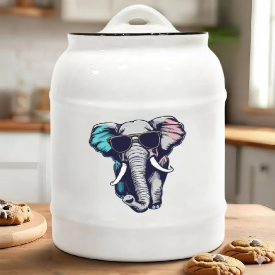 cool Elephant - Elephant with Sunglasses Ceramic Cookie Jars
