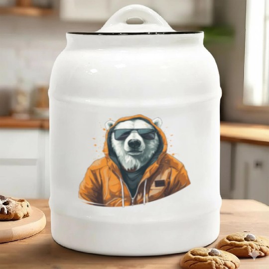 Street Style Polar Bear | Polar Bear Lovers Ceramic Cookie Jars