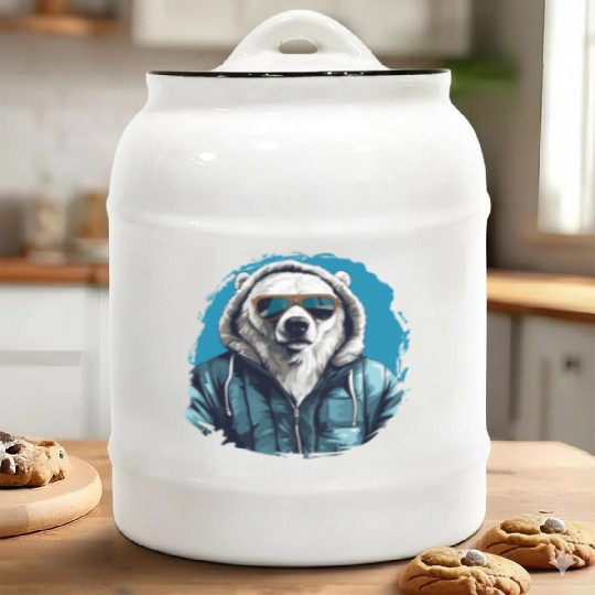 Street Style Polar Bear | Polar Bear Lovers Ceramic Cookie Jars