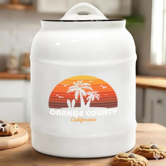 Retro Orange County California Sunset Cool Ceramic Cookie Jars