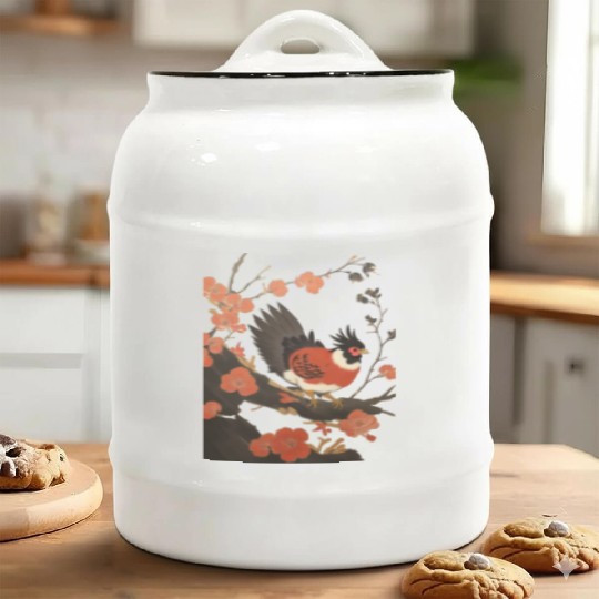 The Bird on the Cherry Blossom Tree Ceramic Cookie Jars