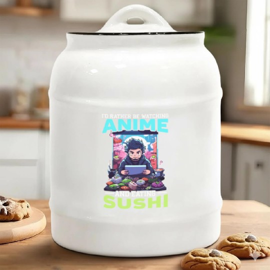 Anime Sushi Lover Nigiri Sashimi Food Manga Otaku Ceramic Cookie Jars