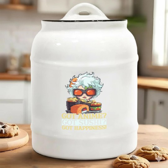 Anime Sushi Lover Nigiri Sashimi Food Manga Otaku Ceramic Cookie Jars