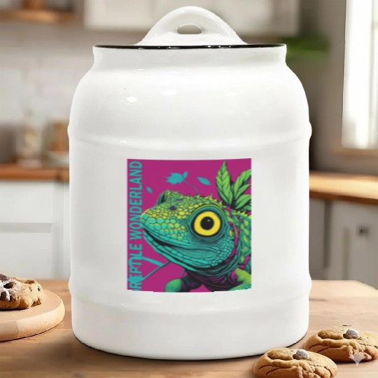 Psychedelic Reptile Wonderland Retro Designs 7 Ceramic Cookie Jars