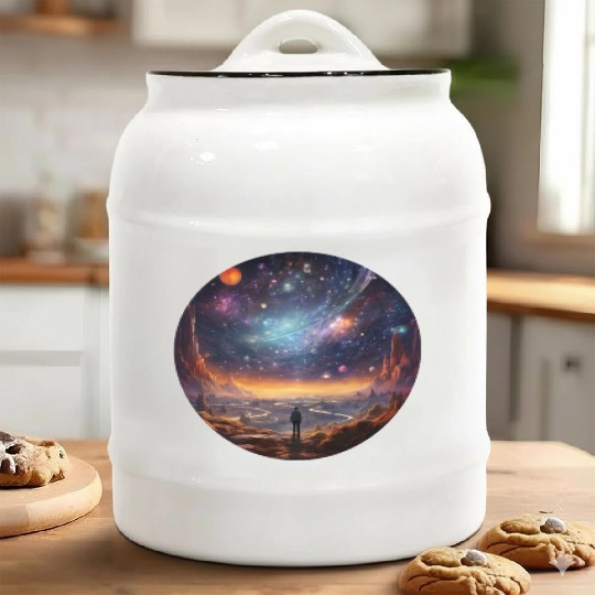 Galactic Splendor: Embrace the Marvels of Cosmos Ceramic Cookie Jars