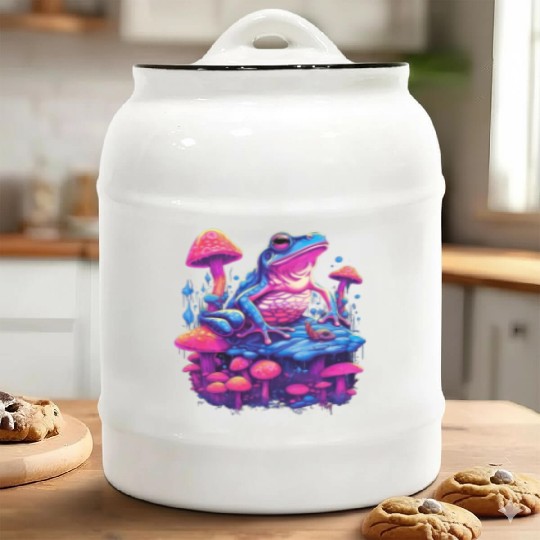 Aesthetic Frog Mushrooms Frogs for a Mushroom Ceramic Cookie Jars