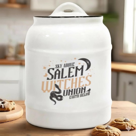 Salem Witches Union Black Ceramic Cookie Jars