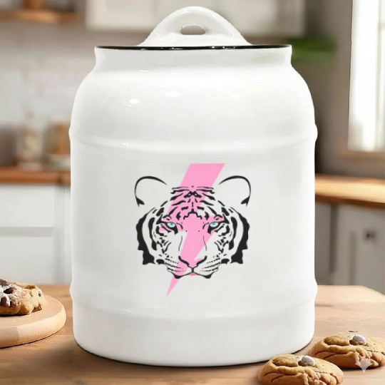 tiger and hot pink lightning bolt premium Ceramic Cookie Jars