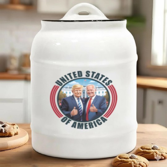 President USA Donald Trump Joe Biden Ceramic Cookie Jars
