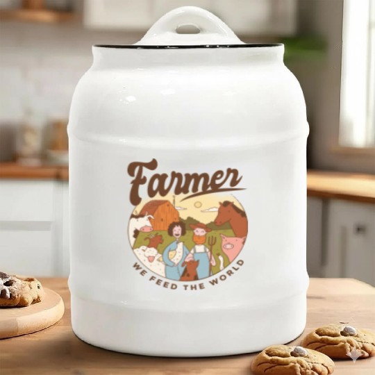 Farmer We Feed The World Ceramic Cookie Jars