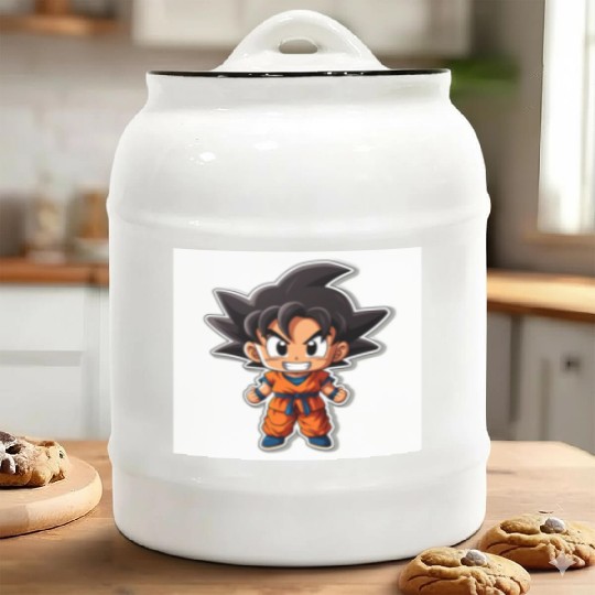 Goku Sticker Happy Bold Colors art toy style Ceramic Cookie Jars