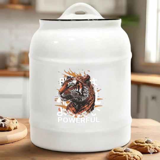 Powerful of tiger: Unique Ai tiger design Ceramic Cookie Jars