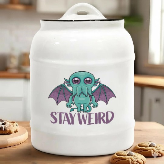 Stay Weird Cute Cthulhu Monster Ceramic Cookie Jars