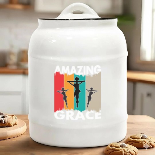 Amazing Grace Love Jesus Christian Christmas Ceramic Cookie Jars