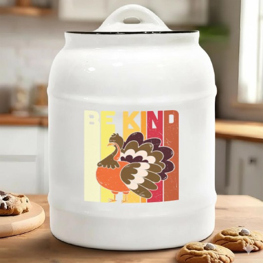 Be Kind Save The Turkey Thanksgiving Vegan Gift T Ceramic Cookie Jars