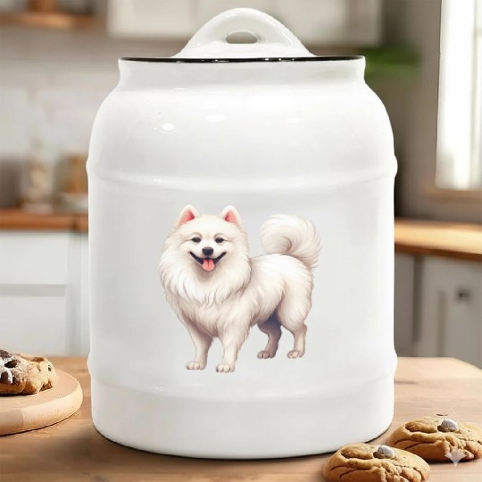 Japanese Spitz Puppy - Gifts For Women Ceramic Cookie Jars