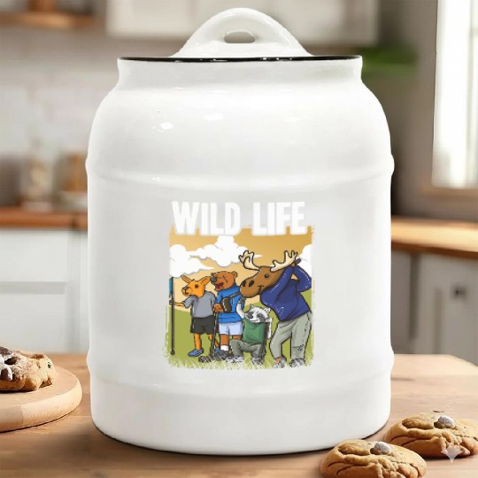 Funny Golf Ceramic Cookie Jars With Deer Raccoon Moose Bear Golf