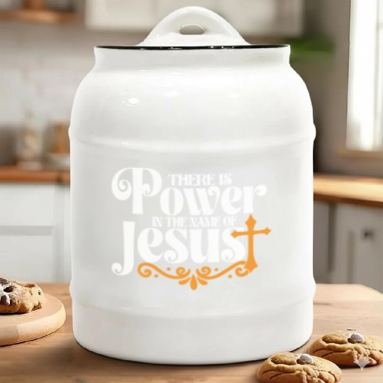 Power In The Name Of Jesus Christian Christmas Ceramic Cookie Jars