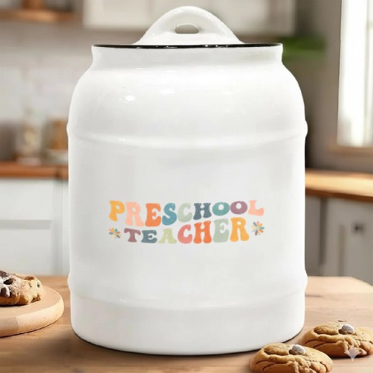 Groovy Preschool Teacher Kindergarten Teaching Ceramic Cookie Jars