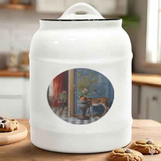 Surrealist Animal painting Ceramic Cookie Jars