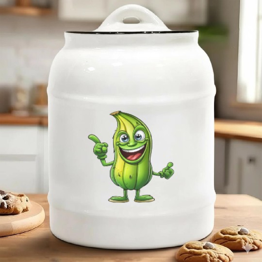 Green Alien Pickle Dude: Cosmic Crunch Ceramic Cookie Jars